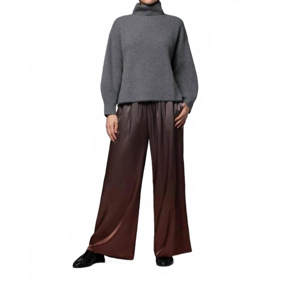 NEW MAX&MOI basti wide leg stretch silk pant in gradient chocolate